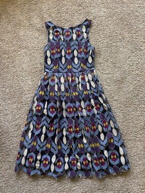 Maeve Purple & Blue Patterned Sleeveless Formal Dress